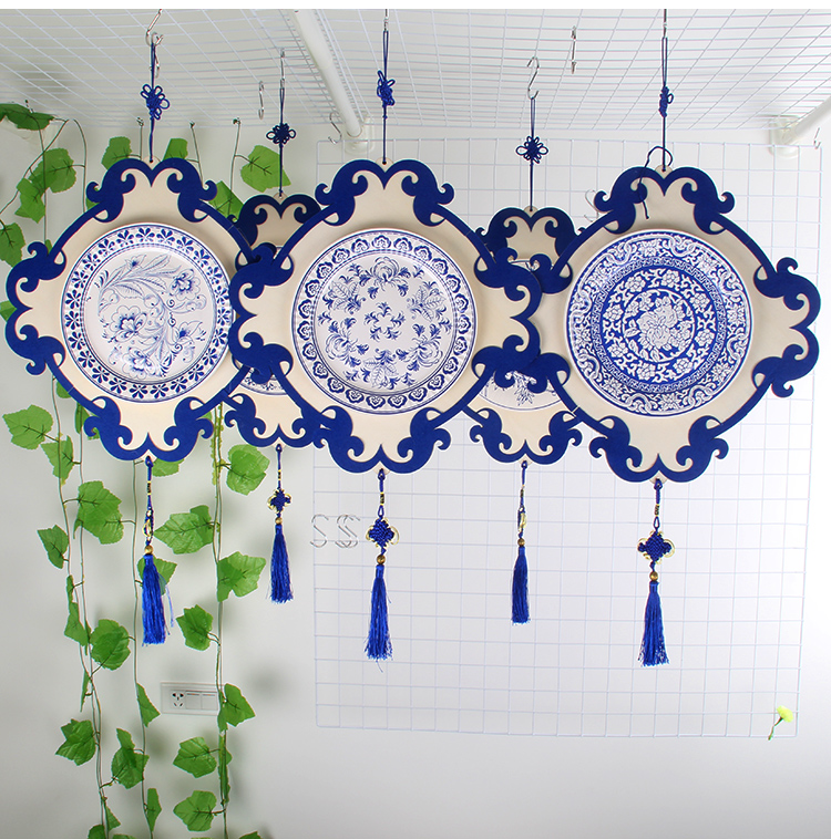 青花瓷中国风吊饰幼儿园小学教室墙面装饰大厅挂饰木礼仪传统文化
