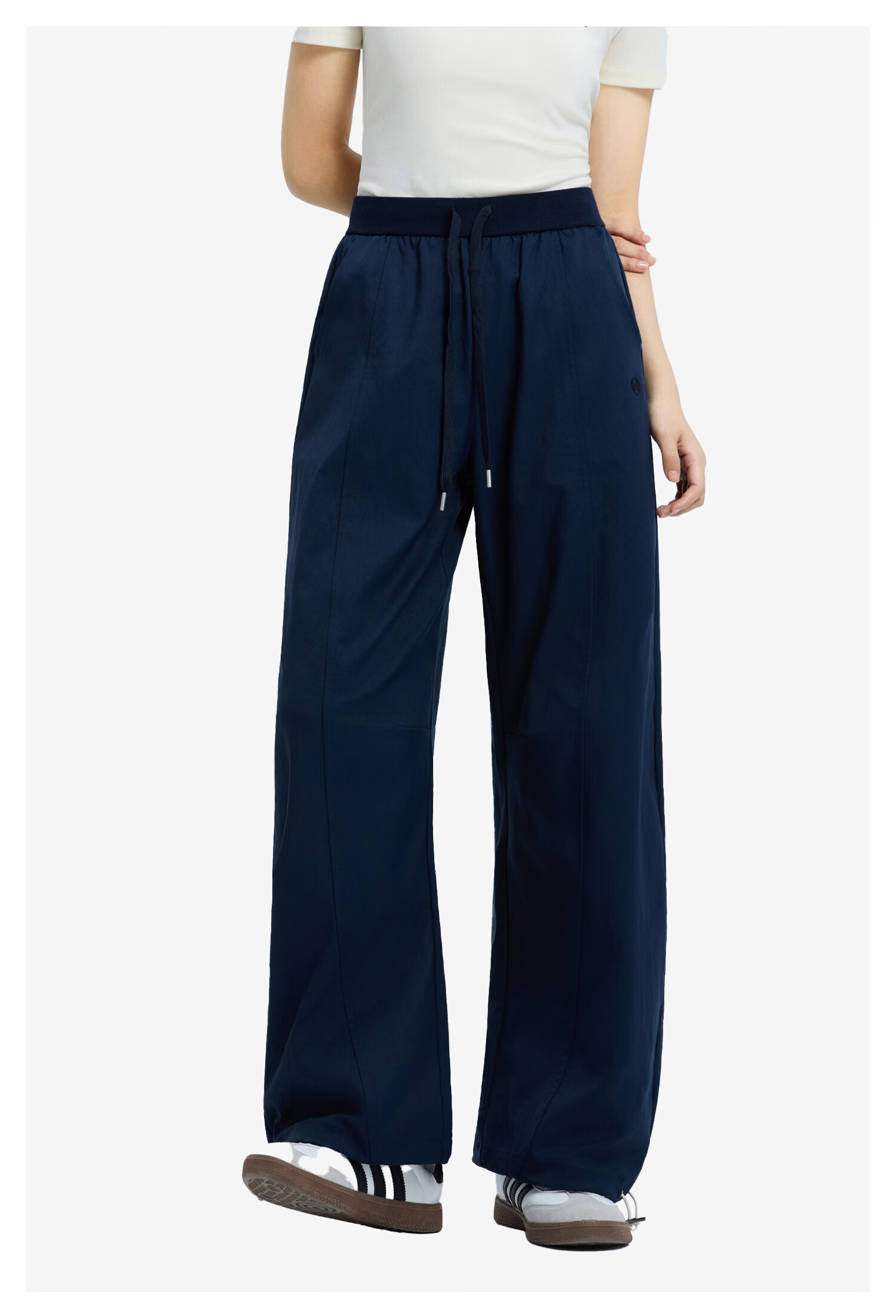 Meters Bonwe Women's Casual Pants 2025 Winter New Waist Splicing Casual Solid Color Simple Jogger Pants 7