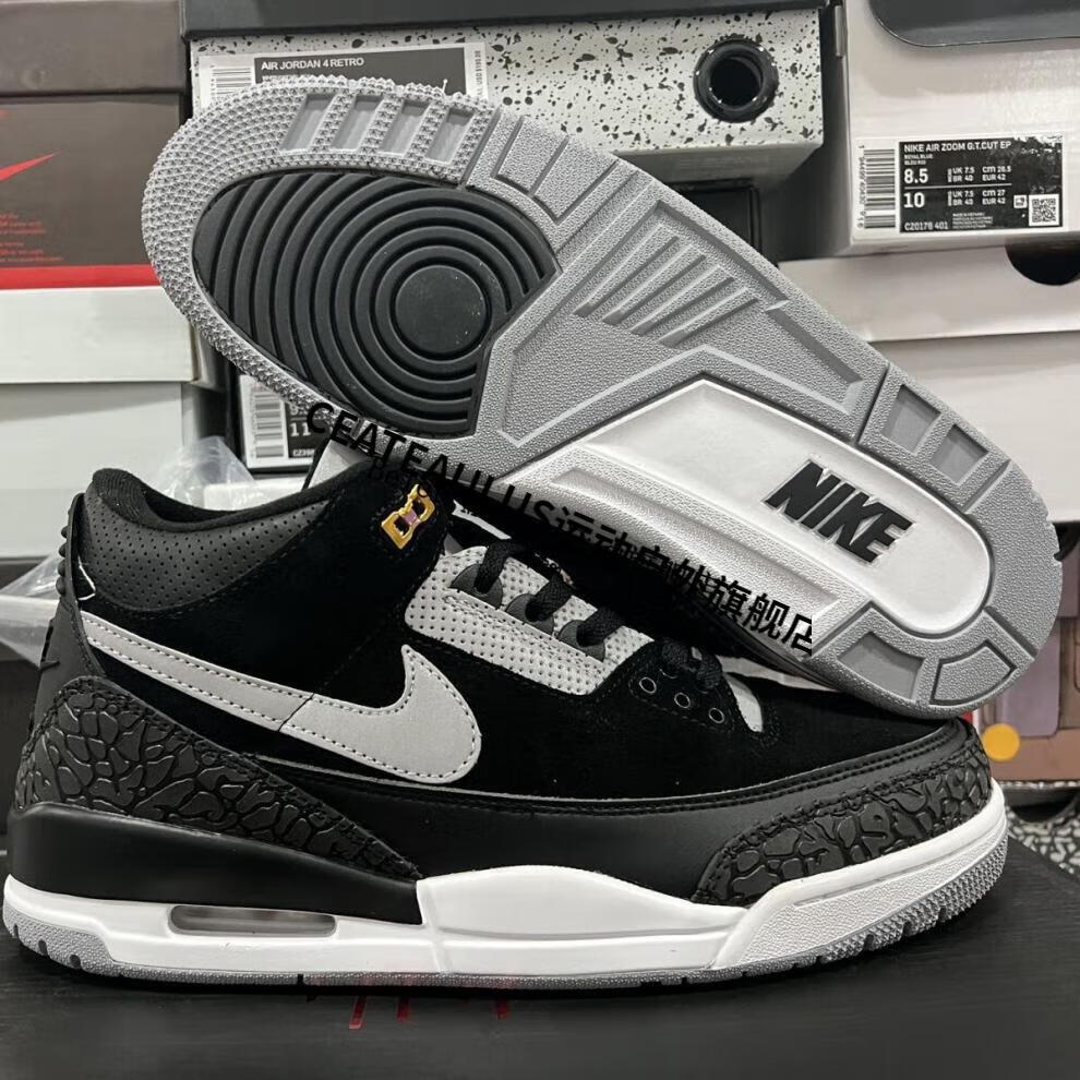 【官方旗舰店】air zoom乔3 retro aj3黑白手稿 黑水泥 复古男子篮球