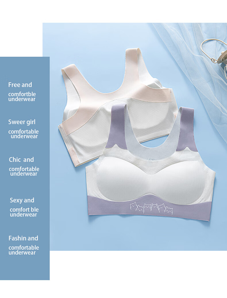 GRACEWELL Youth Children's Underwear Developmental Period Teenage Girl Puberty Bra Seamless Vest for High School Students 13