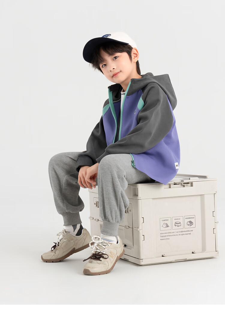 Duoduo Home [Soft and Chewy] Children's 2025 Autumn Three-Color Spliced Hooded Jacket Boys Casual Sports Knit Cardigan 28