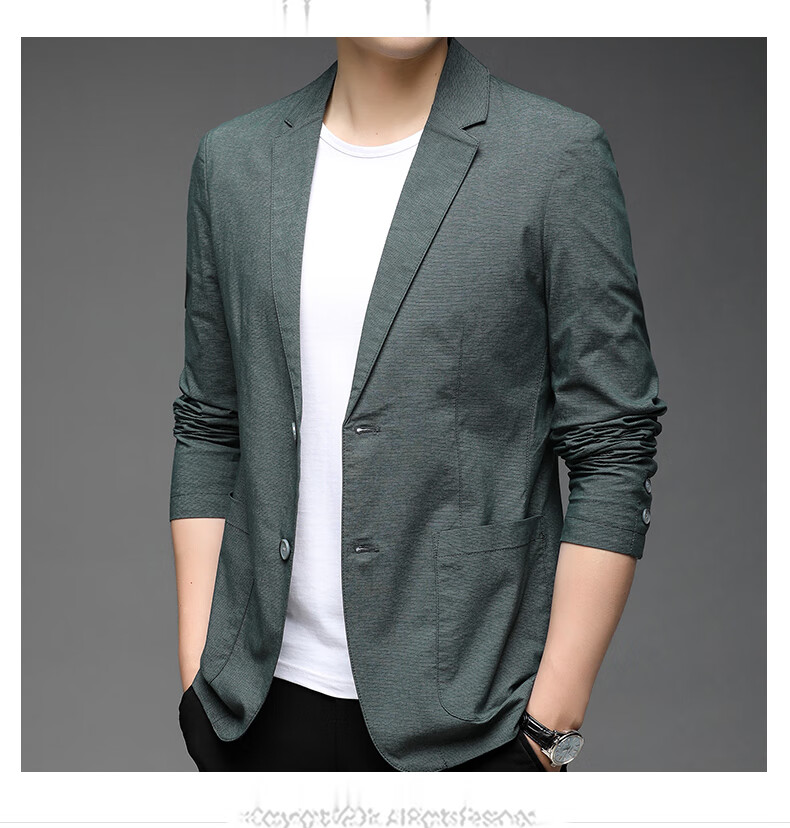 ROMON Men's Casual Blazer Regular Fit Spring Autumn Youth Korean Style Solid Color Suit Jacket 12