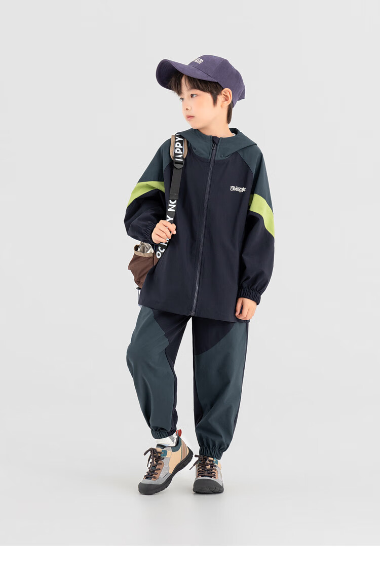 Duoduo Boys' Autumn Colorblock Fashion Outdoor Sports Trendy Jacket and Pants Set for Older Kids 6