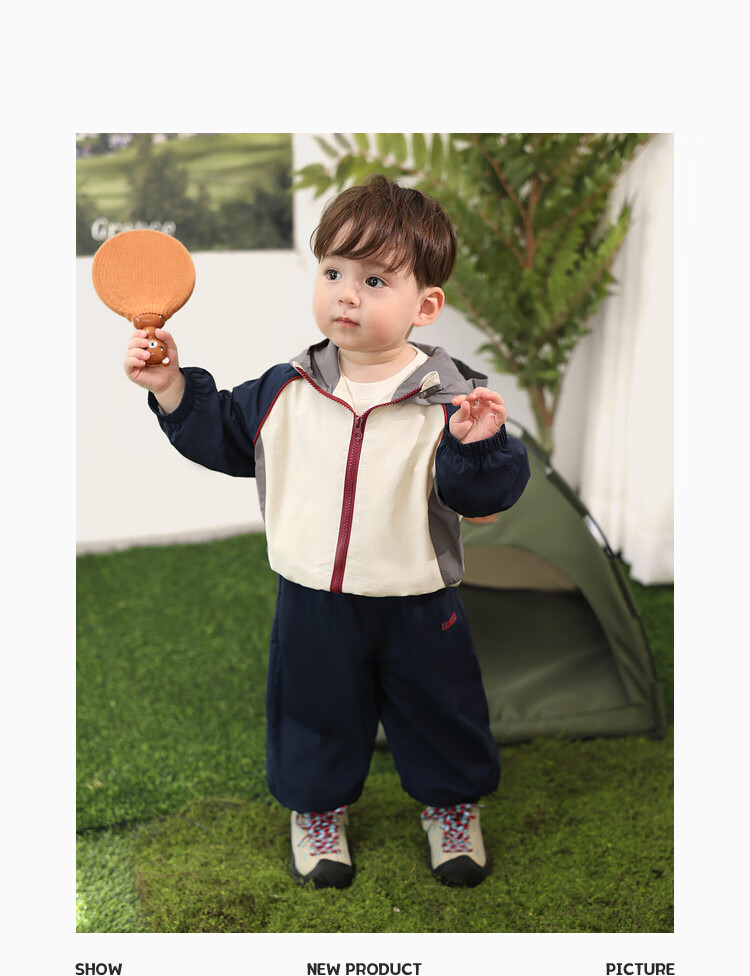 LUSON Baby Boy Sports Windbreaker Set, Spring And Autumn 2025 New Style Long-Sleeve Jacket, Outdoor Long Pants, Infant Autumn Outfit 5