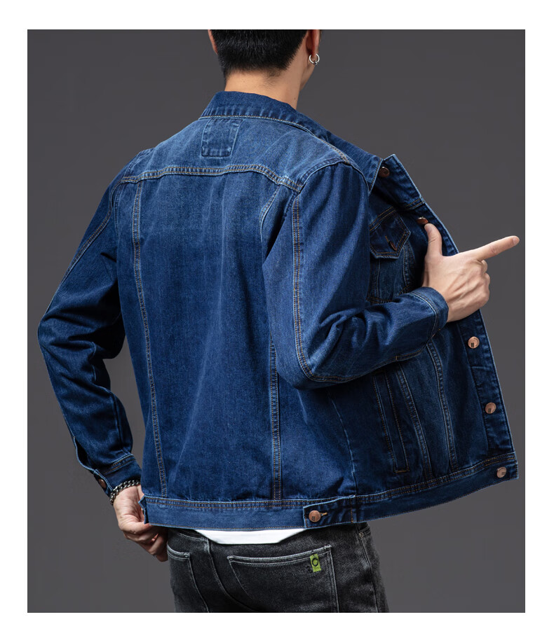 Woodpecker [Cotton Elastic Crisp] Men's Jacket 2026 Summer Business Casual Denim Coat Loose Fit Long Sleeve Blue 2XL 9