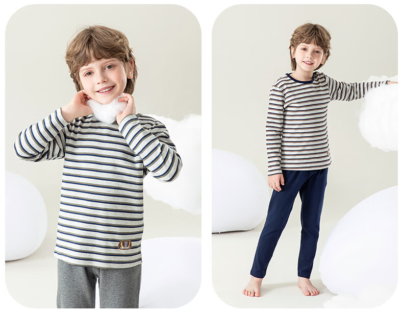 YINGBOLUN Boys' Thin Autumn Long Sleeve Base Shirt Set for Kids, Green Stripes, Size 160 20