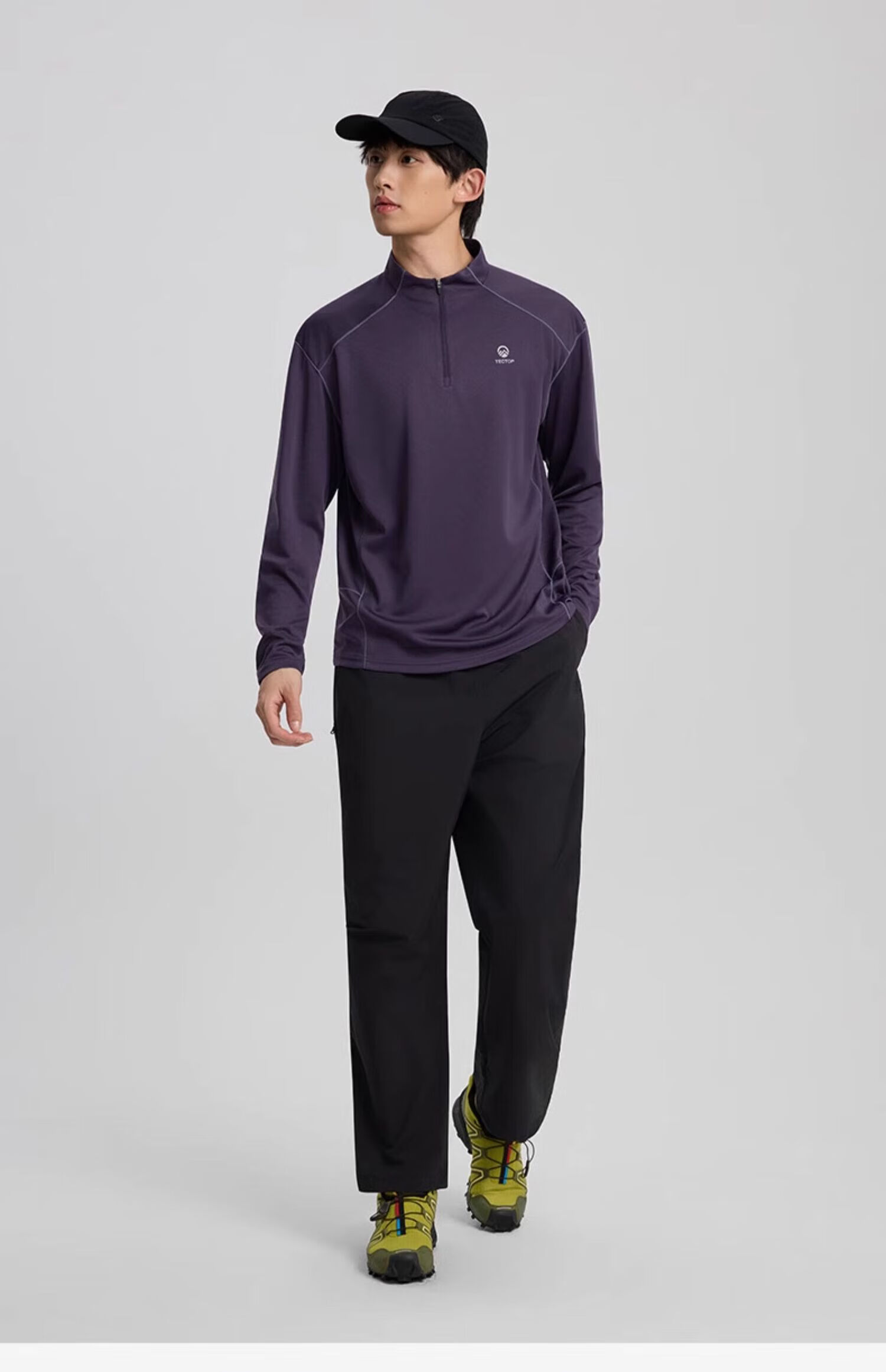 TECTOP Men's Outdoor Casual Pants Spring Summer Sun Protection Lightweight Breathable Windproof Water-Repellent Loose Fit Long Pants Cloud Ink Black M 22