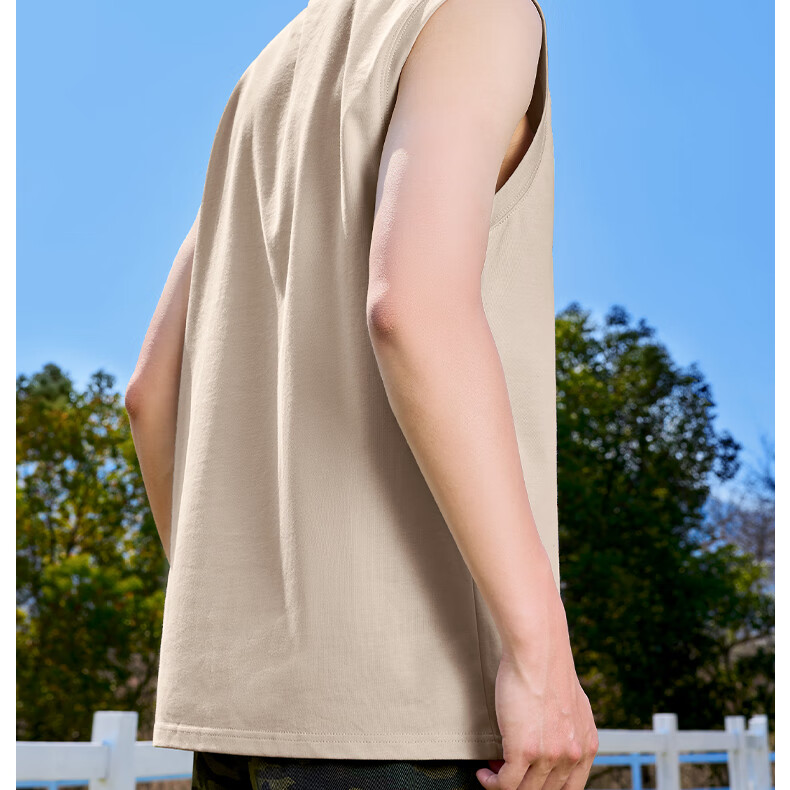MINISO Men's Summer New Youth American Casual Vest Sports Pure Cotton Sleeveless T-Shirt Light Gray L 25