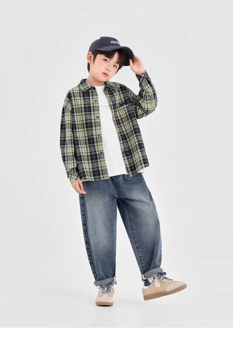 Duoduojia Boys Shirt 2025 Spring Autumn Salt Style Casual Plaid Long Sleeve Soft Loose Kids Versatile Top 12