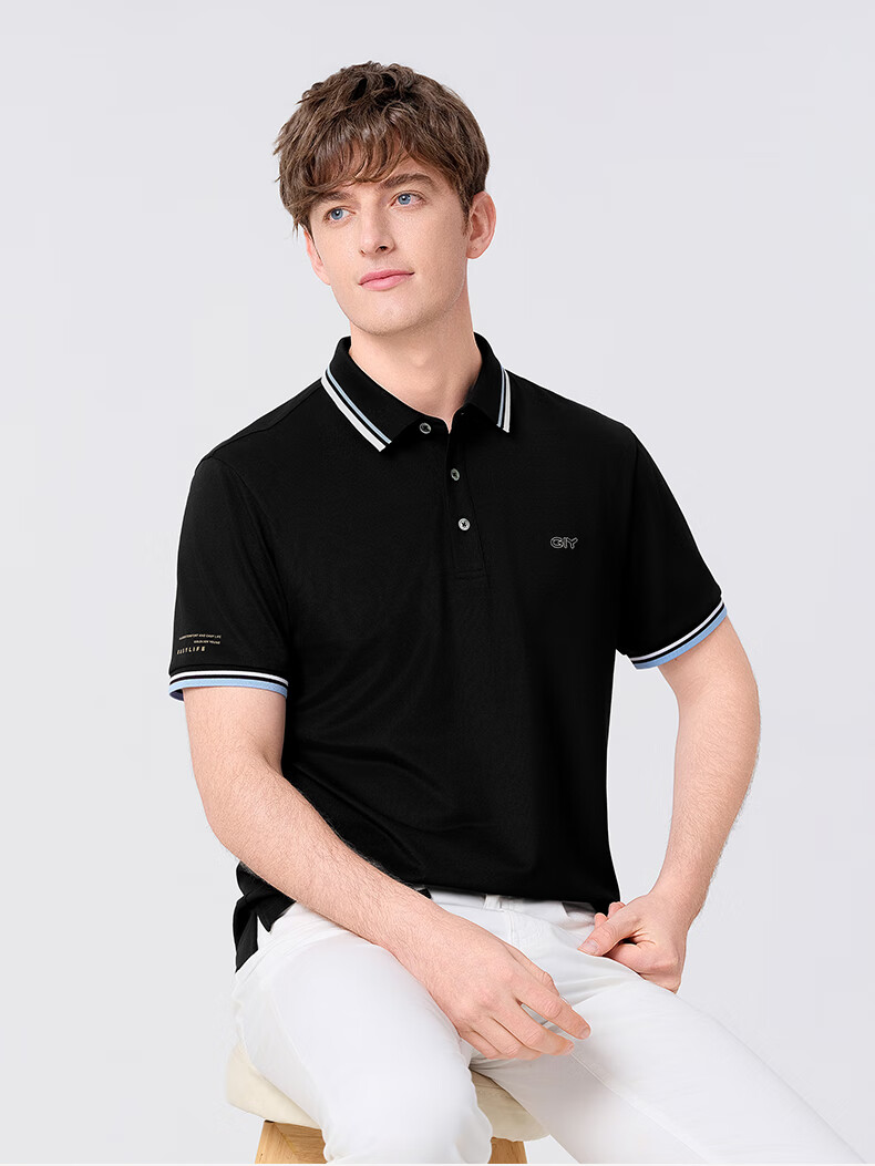 Goldlion GY [Cool Touch] Men's Polo Shirt, Short Sleeve, Summer New Style, Casual Versatile Collared T-Shirt, White, XL 20