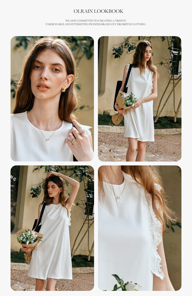 Olrain European Style Simple Elegant White Straight Dress Women Summer Mid-Length White M 10