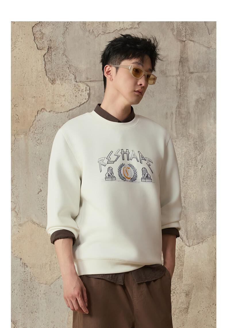 CABBEEN 320G Comfortable Air Layer Sweatshirt with Fortune Stone Lion and Logo Design Autumn Long Sleeve Sweatshirt 11