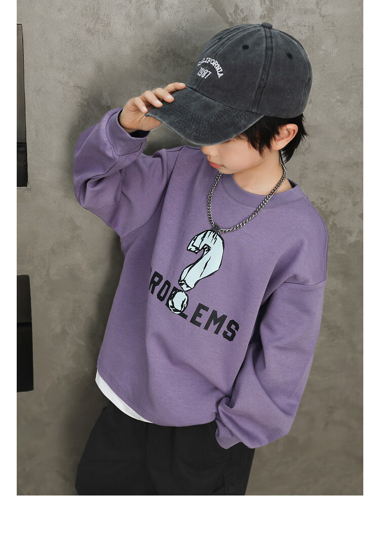 LUSON Chen Da Zhu Boys' Sweatshirt, Spring And Autumn 2025 New Style, Children's Spring Outfit, Big Kids' Faux Two-Piece Long-Sleeve Top 4