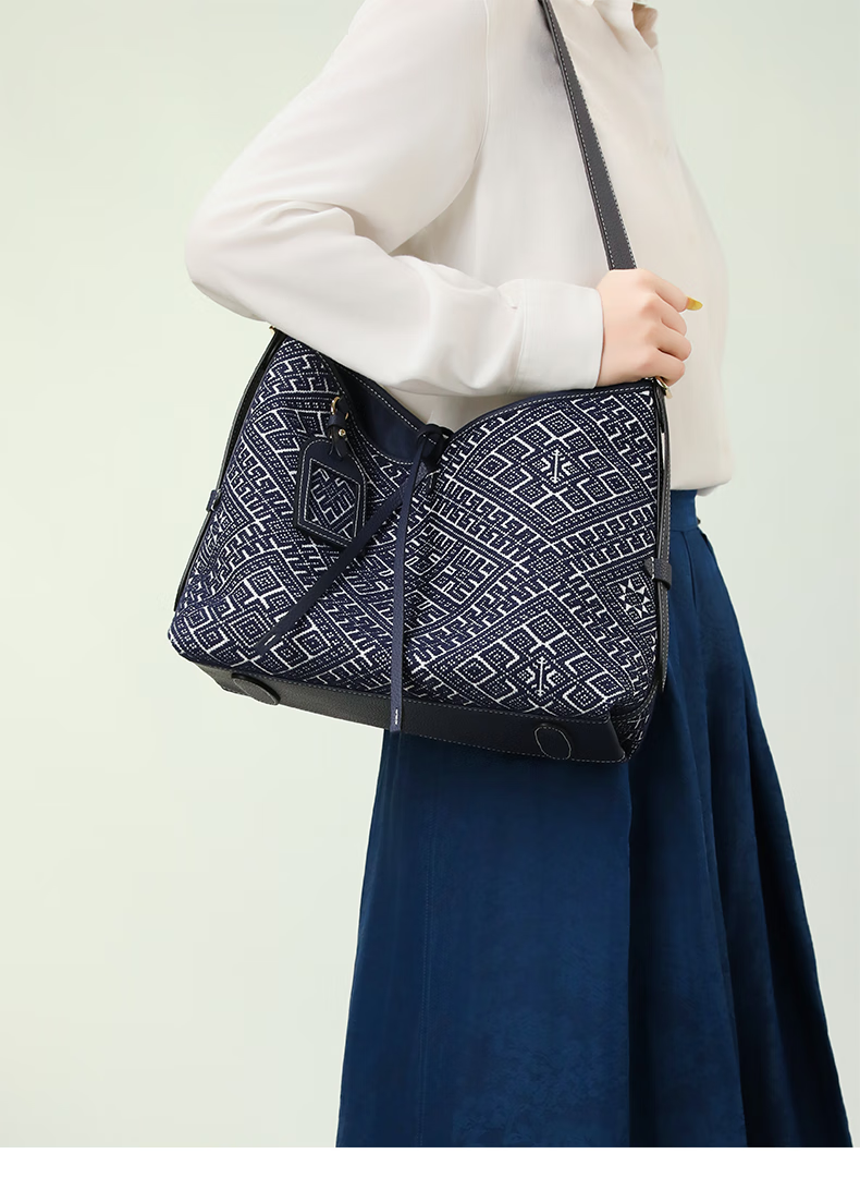 PmSix Women's Bag Non-Heritage Zhuang Brocade Tote Shoulder Crossbody Large Capacity Bohemian Luxury National Style 38 Goddess Festival Gift 4