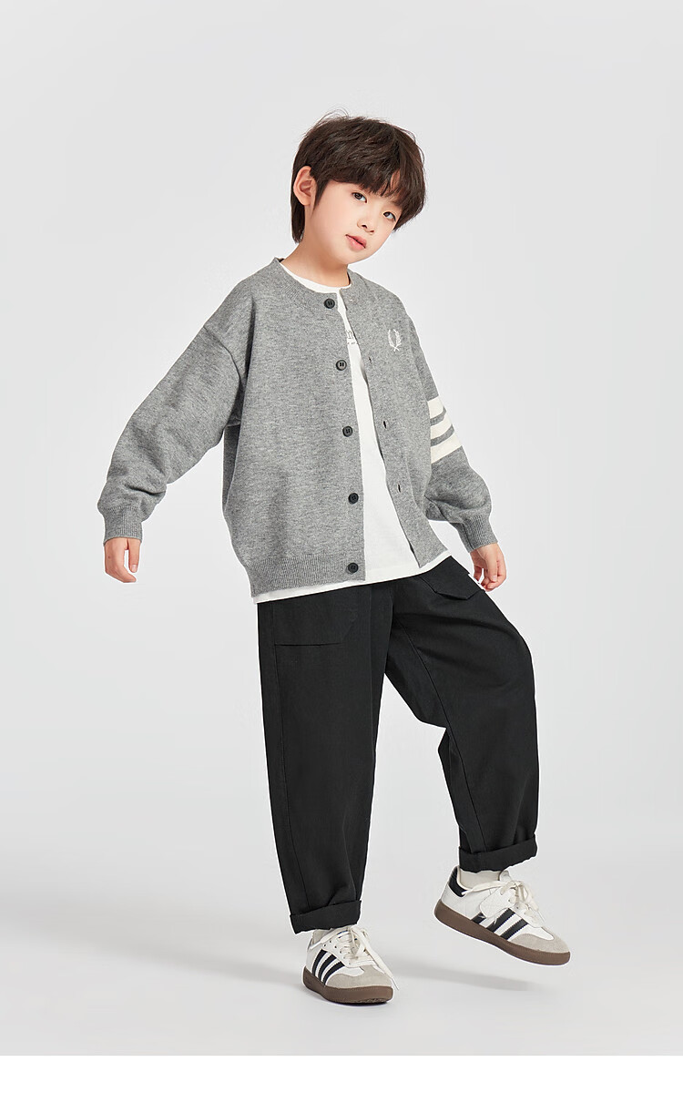 Duoduo Home Boys' Cardigan Sweater New Year Knit Jacket Spring Crew Neck School Style Versatile Top for Older Kids 17