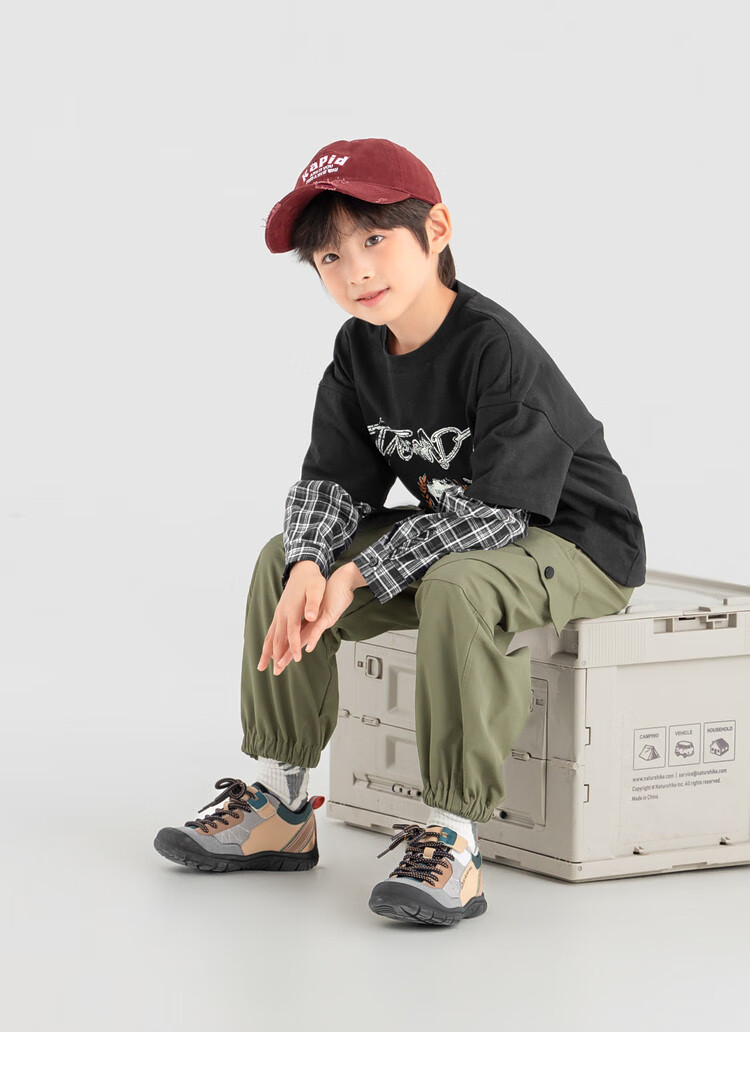 Duoduojia Boys' Sweatshirt, Spring And Autumn Style, Patchwork Long Sleeve, Plaid Retro Print, Children's Faux Two-Piece, Korean-Style Academic Style Top 14