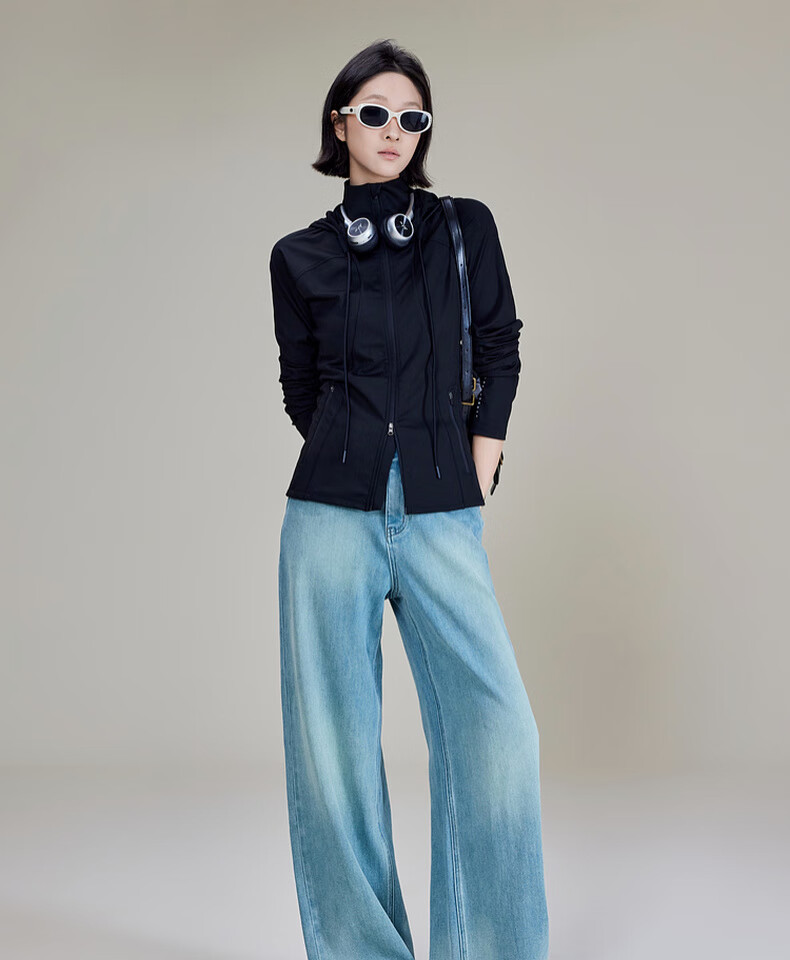 MEIYANG Drawstring Pants No. 2 Denim Straight-Leg with Stretch in Four Directions [60 Series], Blue-Green, 2XL 25