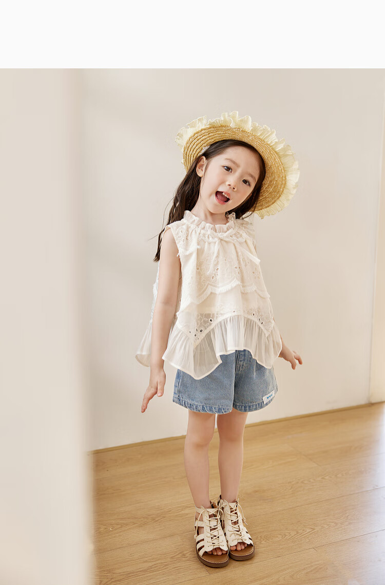 LUSON Children's Clothing, Baby Lace Hollow-Out Dress, Girls' Sleeveless Tank Top And Blouse Set, Summer 2025 20