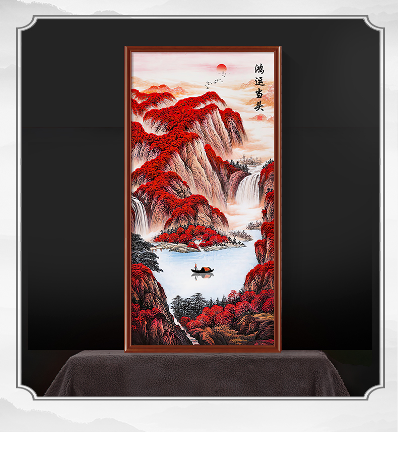 轻奢高端现代简约北欧2022新款鸿运当头国画山水画客厅壁画入户玄关挂