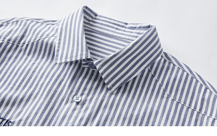 Duoduo Classic Blue and White Striped Boys' Shirt 2025 Autumn New Fashionable Stylish Long Sleeve Outerwear for Older Kids 14