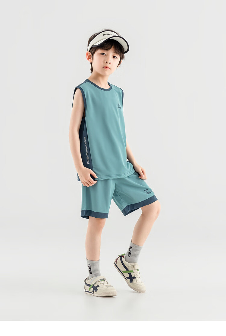 Duoduojia [Smooth And Skin-Friendly] Boys' Running Sports Set, Summer Fitness Training Children's Vest Shorts, Breathable Two-Piece 11