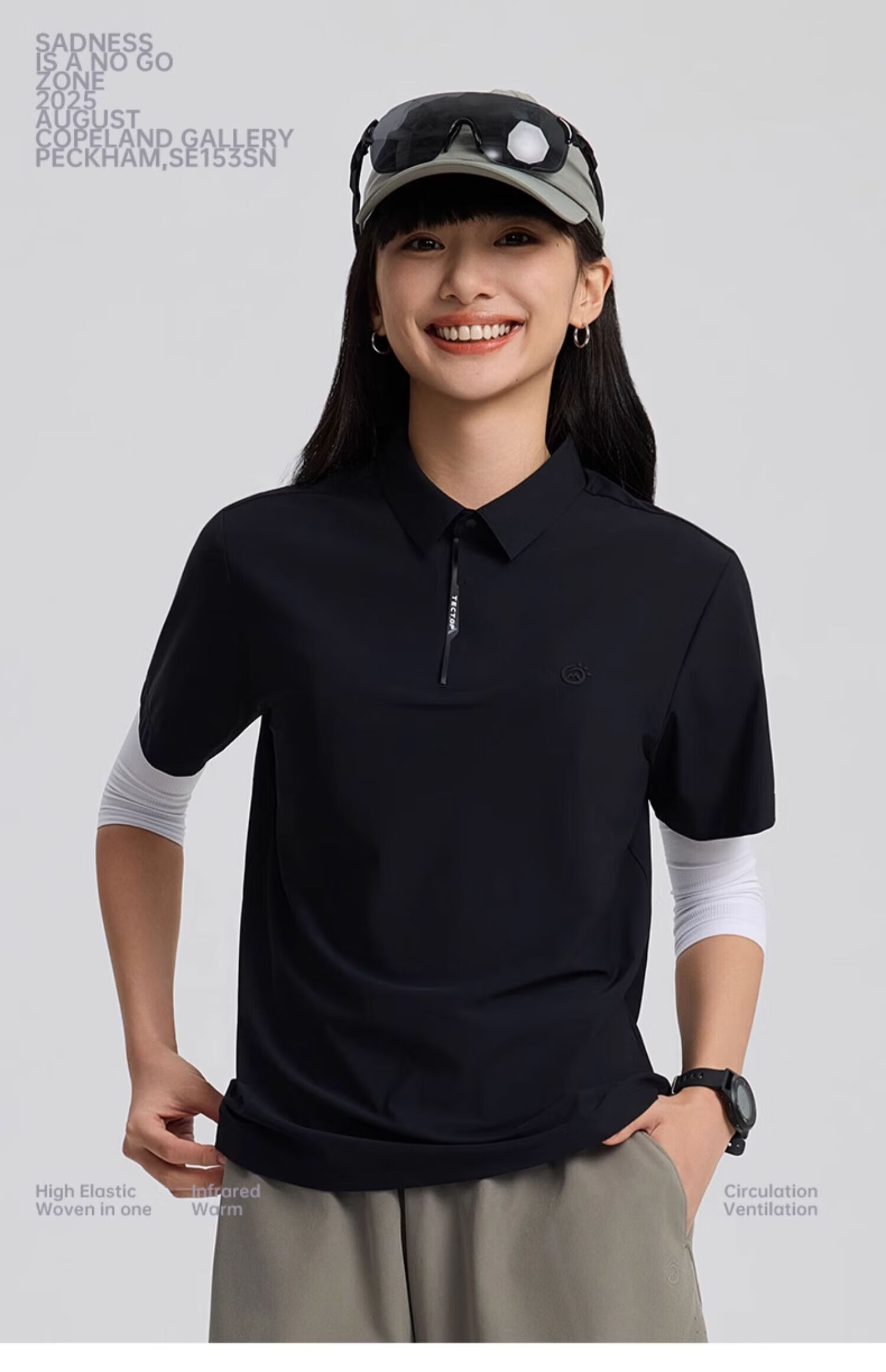 TECTOP Women's Dawn Gray Quick-Dry Short Sleeve Polo Shirt Summer Sun Protection Ice Silk Cooling S 37