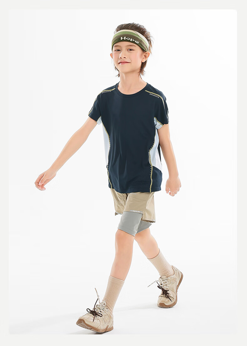 BANDOCIN Boys And Girls Summer Sportswear Quick-Dry Shirt Stylish for Older Children 2026 New Style Deep Sea Blue 140 10