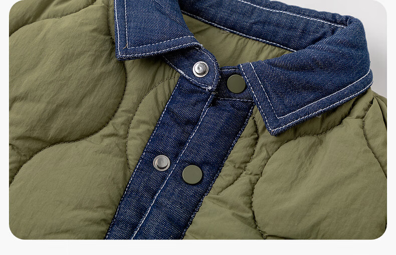 Dudu Baby Winter Cotton Padded Jacket Thickened Loose Coat Kids Boys Girls Fashionable Outerwear Army Green 90cm 9