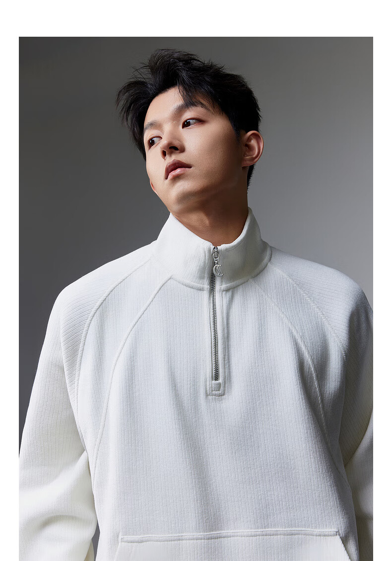CABBEEN Velvet Y-Axis Stripe Men's Sweatshirt Special Fabric LOGO Single C Embroidery Winter Long Sleeve Sweatshirt 8
