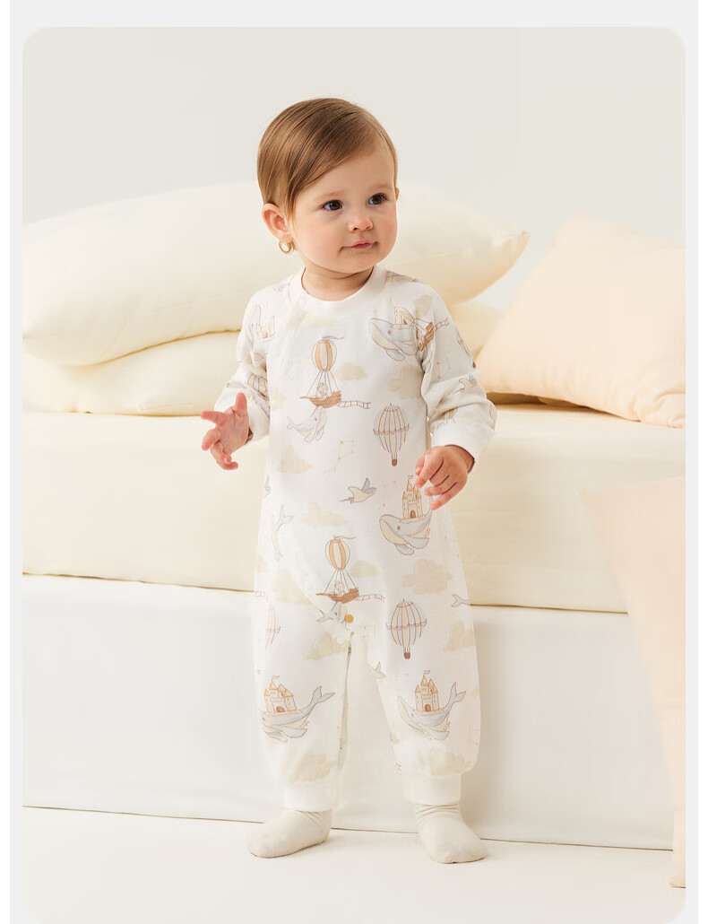 TONGTAI Baby Romper, Spring And Autumn Pure Cotton Infant Clothing, Newborn Onesie, Long-Sleeve Pajamas, Gray, 59cm 2