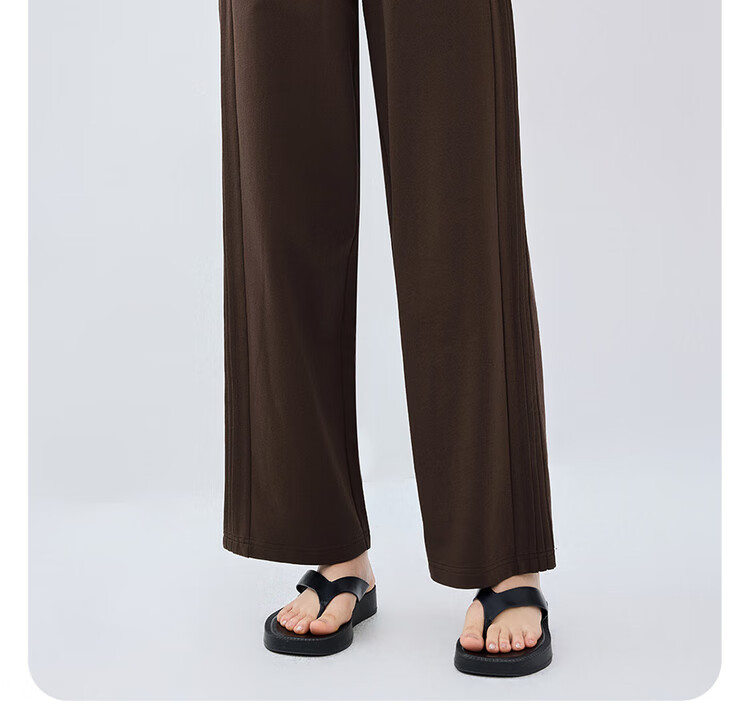 Giordano Women's Cotton Side Bone Pleated Wide-Leg Pants with Elastic Waist, Knitted Casual Sports Trousers 05415455 17