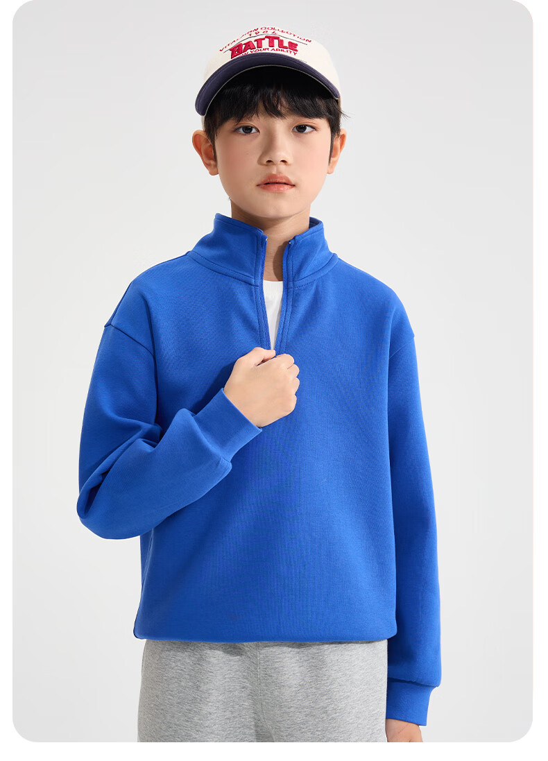 Jeanswest Boys' Hoodie Spring and Autumn 2026 New Children's Half-Zip Jacket Kids' Sportswear for Older Children 8