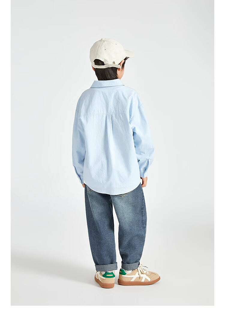 Duoduojia Boys' Shirt, Spring And Autumn 2026 Style, Versatile Casual Children's Breathable Long-Sleeve Shirt, Simple Korean-Style Blouse for Older Kids 6