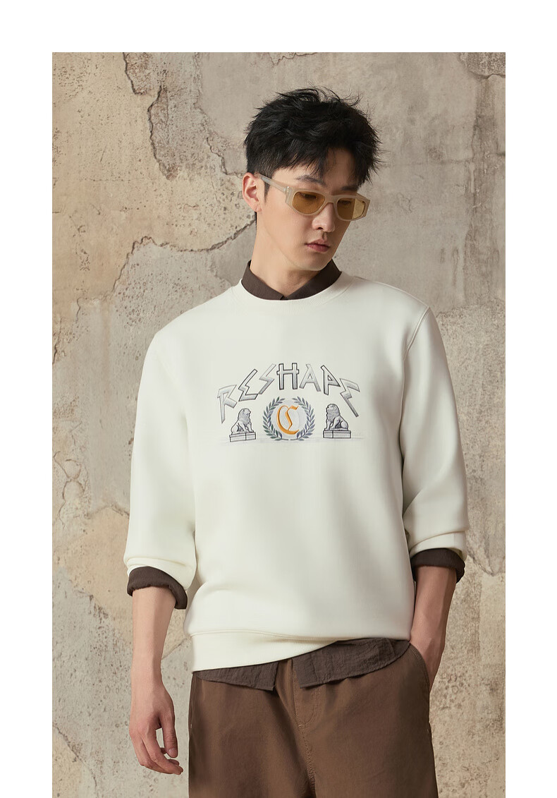 CABBEEN 320G Comfortable Air Layer Sweatshirt with Fortune Stone Lion and Logo Design Autumn Long Sleeve Sweatshirt 12