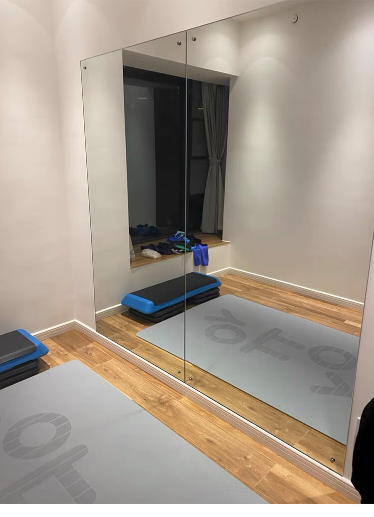 舞蹈室镜子贴墙玻璃大定制瑜伽健身房家用高清超白银镜包安装客厅 高