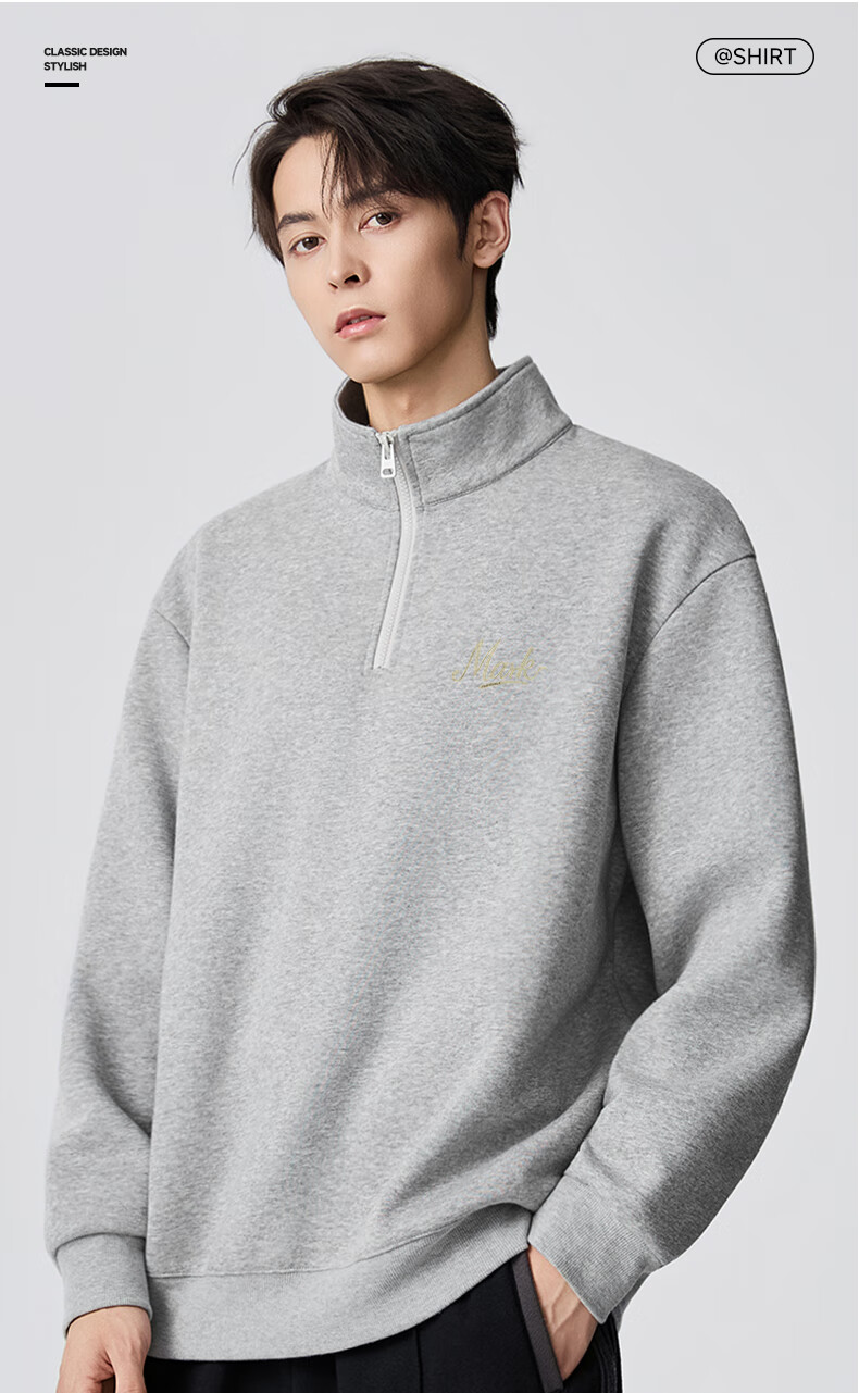 Mark Fairwhale Half-Zip Stand Collar Sweatshirt Men Autumn Winter 2025 New Wrinkle-Resistant Commuter Long Sleeve Jacket Black M 3