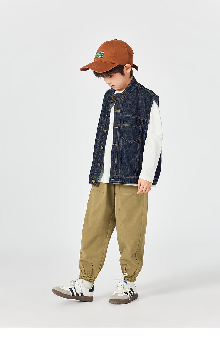 Duoduojia [Loose Wide Fit] Boys' Stylish Denim Vest, Spring And Autumn 2026 Style, for Older Children, Stand-Up Collar, Casual Cardigan Top 11