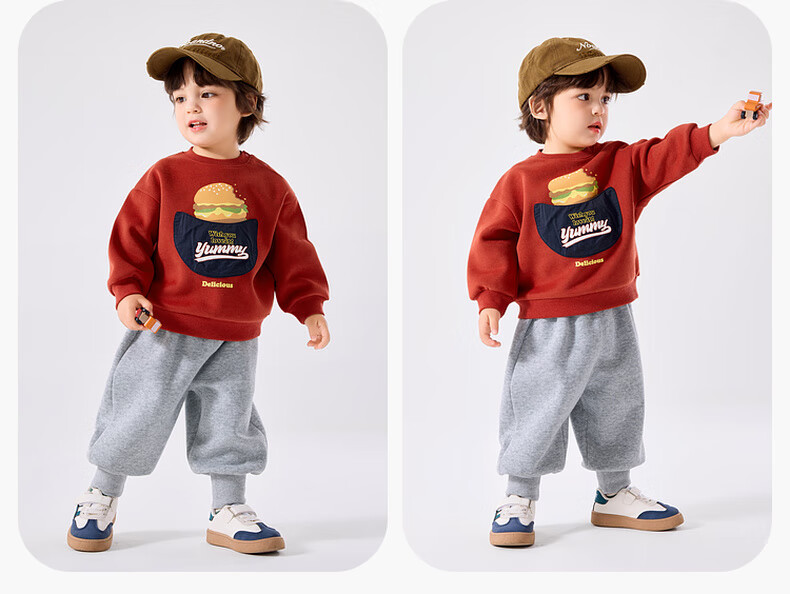 Dudujia Children's Cartoon Sweatshirt, Autumn Baby American Retro Top, Boys And Girls Fashionable Printed Hoodie, Red, Size 100 7