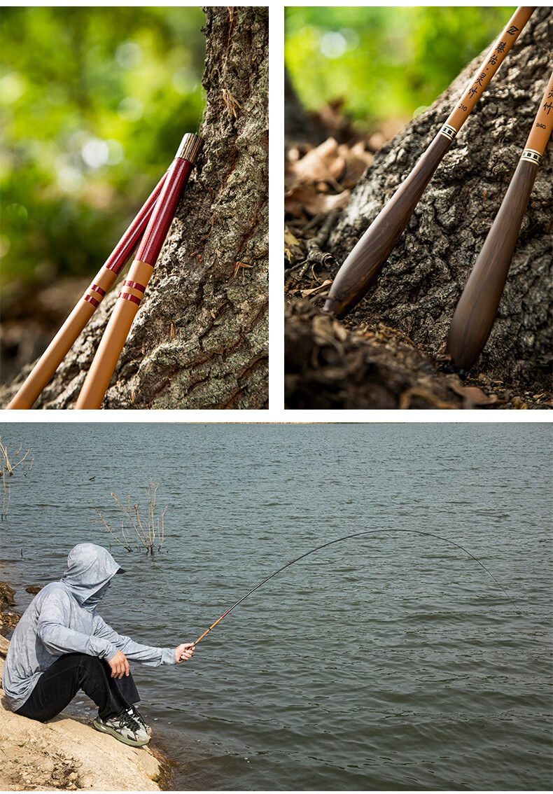 Grsaed Children's Fishing Rod Mini Short Section Hand Rod Set Carbon Fiber Fishing Rod Crucian Carp Rod Stream Rod Bamboo 2.7 Meters 15