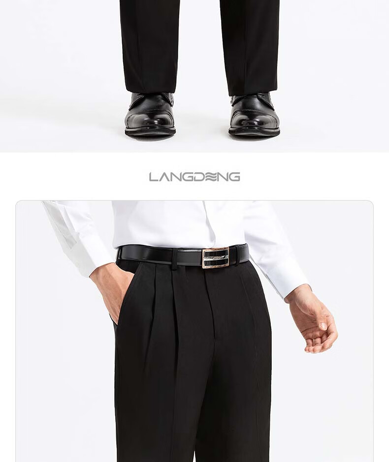 Langdeng Business Men's Formal Dress Pants Spring Autumn New Easy-Care Straight Slim Fit Commuter Suit Trousers for Men 17