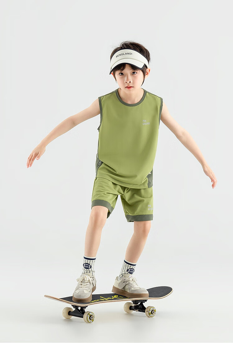 Duoduojia [Smooth And Skin-Friendly] Boys' Running Sports Set, Summer Fitness Training Children's Vest Shorts, Breathable Two-Piece 25