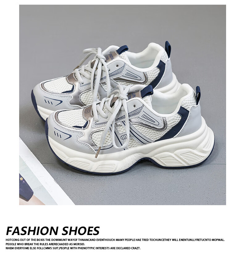 Global Casual 2024 New Mesh Dad Shoes for Women Korean Style Popular Student Shoes Fashionable Versatile Thick-soled Sneakers 4