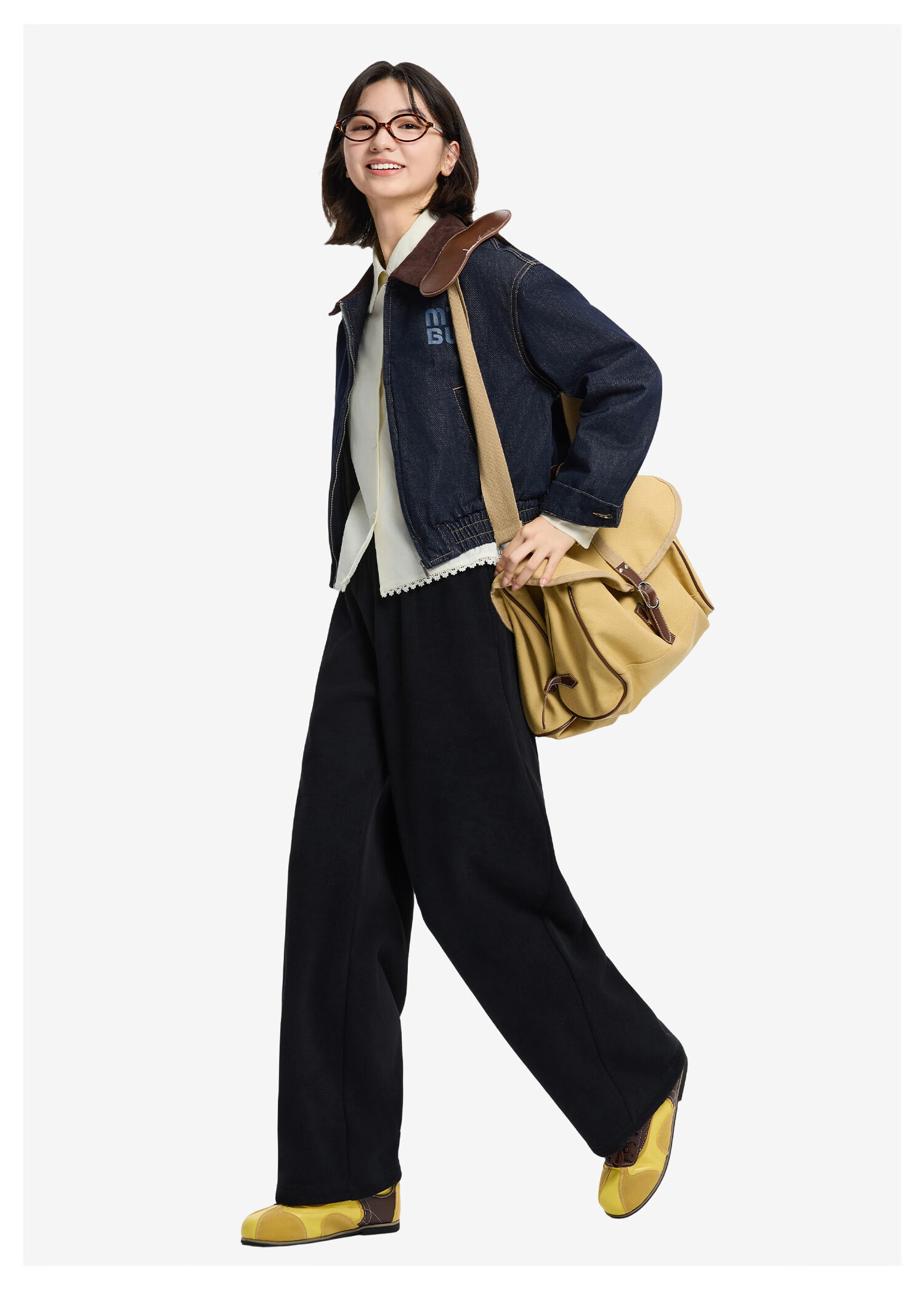 Metersbonwe Women's Casual Pants 2025 Winter New Trendy Loose Wide-Leg Knit Fleece-Lined Banana Pants 14