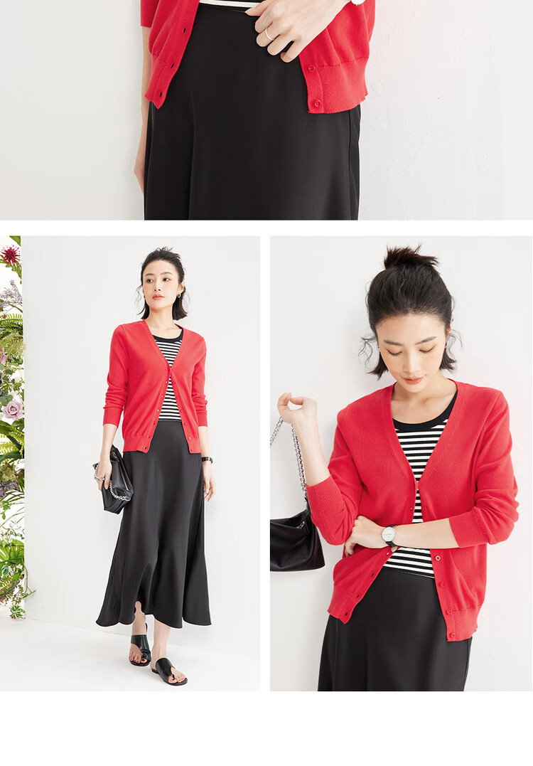 Giordano Knitted Cardigan for Women, Cotton V-Neck Sweater, Women's Outerwear, Solid Color Women's Jacket, 05350649 19