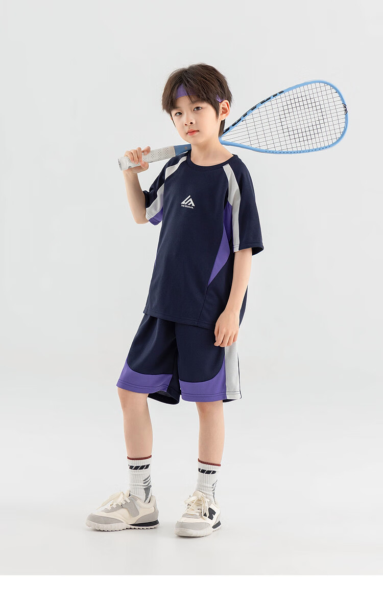 Duoduojia Boys' Trendy Summer Sportswear Set, 2026 New Style Children's Breathable Running T-Shirt And Shorts Two-Piece Suit 25