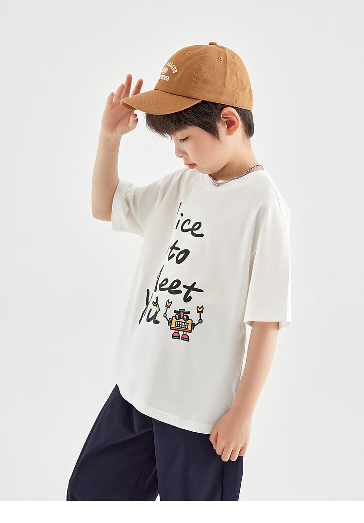 Duoduo Home [Skin-friendly Cooling, Breathable] Boys' T-Shirt 2026 Summer Children's Comfortable Cotton Loose Fit Crew Neck Short Sleeve 20