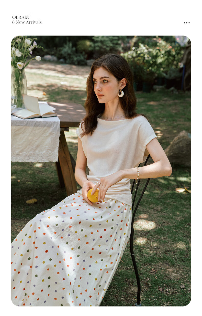Olrain European Style Elegant Off-Shoulder Slim Fit T-Shirt Women Summer Slimming Youthful Top Apricot XL 5