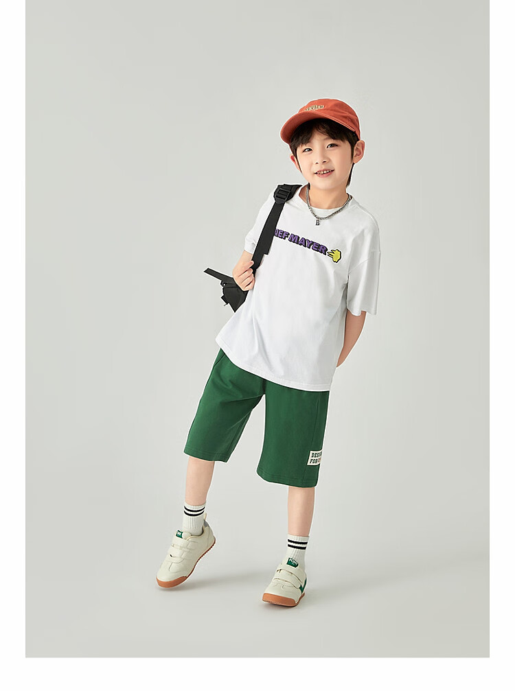 Duoduojia Boys' Sports Shorts, Summer 2026, for Older Children, Moisture-Wicking And Breathable, Pure Cotton Mid-Length Shorts, Children's Loose Six-Point Knit Pants 21