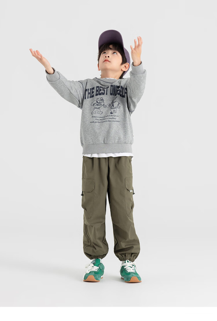 Duoduojia Boys' Casual Sports Sweatshirt, Spring And Autumn 2026 Style, Loose-Fitting Top, Comfortable Autumn Wear, Fashionable Children's Base Layer Pullover 24