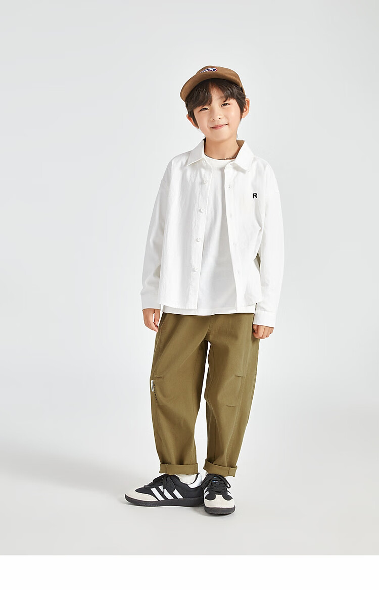 Duoduojia Boys' Shirt, Spring And Autumn 2026 Style, Versatile Casual Children's Breathable Long-Sleeve Shirt, Simple Korean-Style Blouse for Older Kids 31